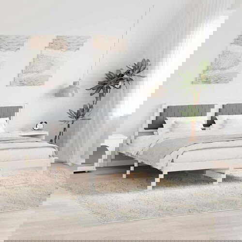 vidaXL Posteljni okvir z oblazinjenim vzglavjem Svetlo siva Cene