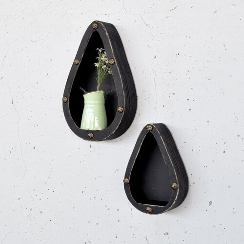 Hanah home Raf291 black decorative wooden wall shelf Slike