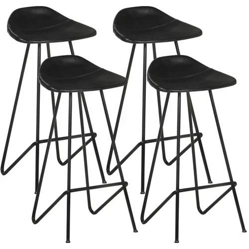  Barski stolci od prave kože 4 kom crni
