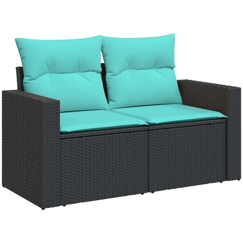  Vrtna garnitura - 11-dijelni set vrtnih sofa od poliratana s jastucima crni - Crna 2x corner+6x centre+2x sofa+1x garden+12x bac Slike