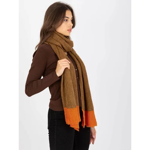 Fashion Hunters Women's camel and orange knitted scarf