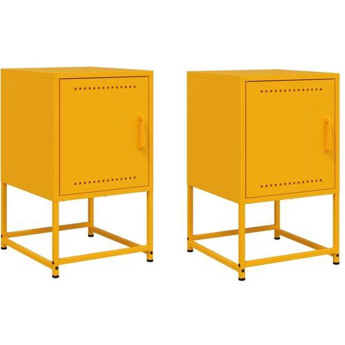 Maison Chic Dvo delni komplet Nočne omarice - Nočne mize gorčično rumena 36x39x60,5 cm jeklo, (21688304) Slike