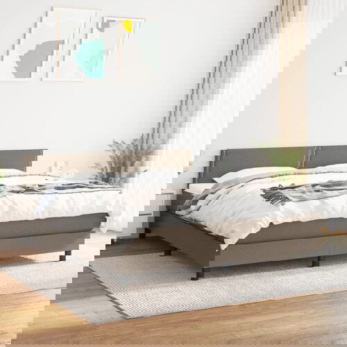 VidaXL Box spring postelja z vzmetnico taupe 180x200 cm blago Slike