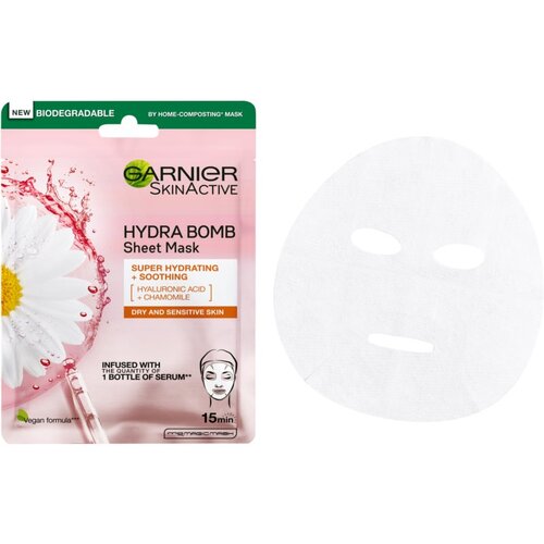 Garnier Skin Naturals Moisture+Comfort super vlažilna pomirjevalna tekstilna maska za suho in občutljivo kožo 28 g Slike