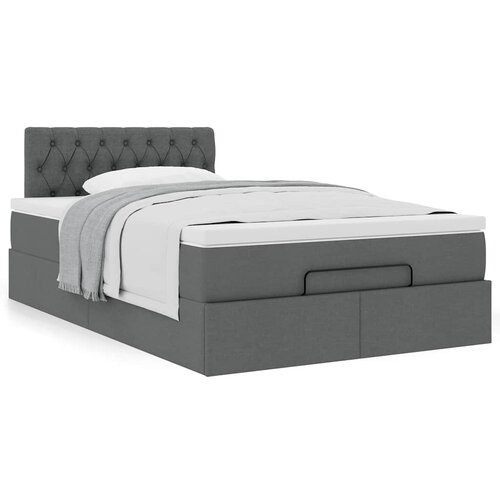  Otomanski krevet s madracem tamnosivi 120x190 cm tkanine Slike