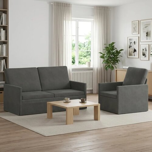  Set sofe 2 pcs Tamnosiva Kordura tekstil - Tamnosiva Jednostruka + Dvostruka (140 cm) Cene