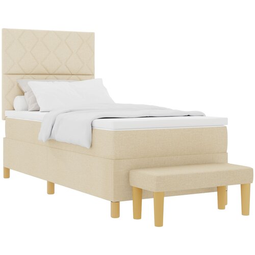 VidaXL Boks vzmetnica z vzmetnico in klopjo Krem 90x190 cm Tkanina, (22083255) Slike