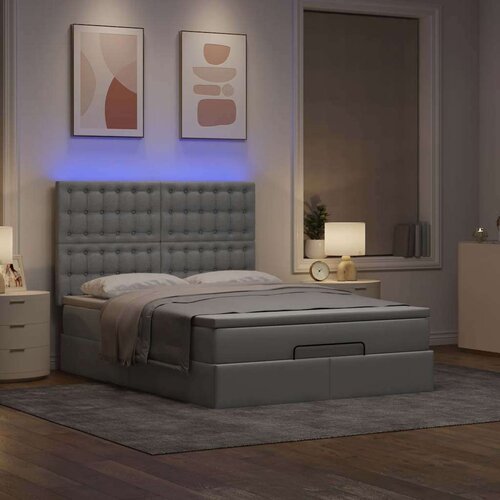 vidaXL otomanski krevet s madracem&led svijetlosivi 140x190 cm tkanine Cijene
