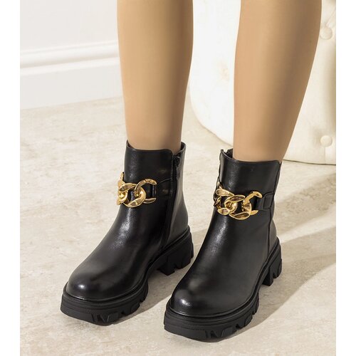 Gemre Black insulated ankle boots with chain Kathlyn Cene