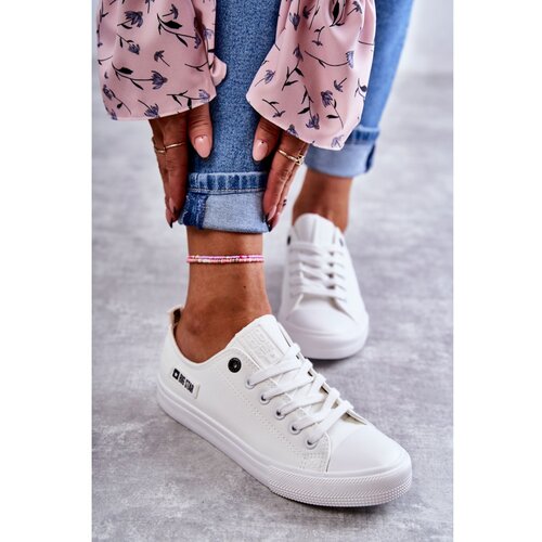 Big Star Women's Low Leather Sneakers Big Star KK274010 White Cene