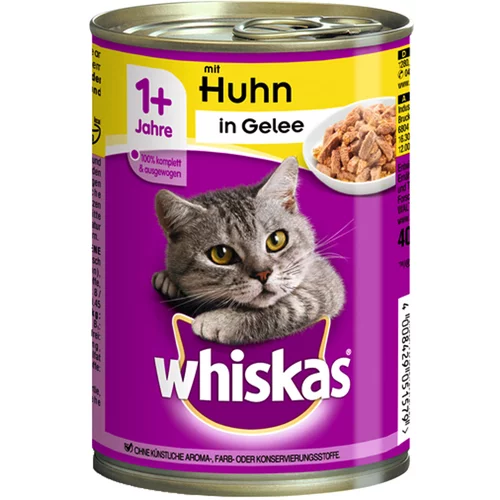 Whiskas 1+ konzerve 24 x 400 g - 1+ Piletina u želeu (400 g / konzerva)