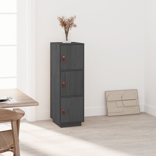 The Living Store Visoka omara siva 34x40x108,5 cm trdna borovina - Visoka Omara, (21428979) Slike