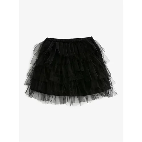 Koton Elastic Waist Puffy Black Straight Short Girl Skirt 3skg70012ak