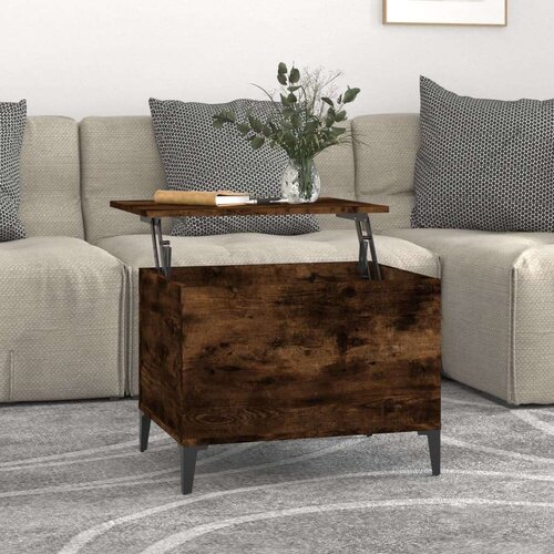  Klubska mizica dimljeni hrast 60x44,5x45 cm inženirski les, (20712210) Slike