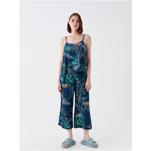LC Waikiki Women&amp;#039;s U-Neck Patterned Straps Capris Pajamas Set Slike