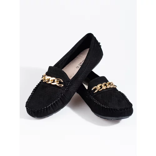 SHELOVET Openwork light loafers with chain