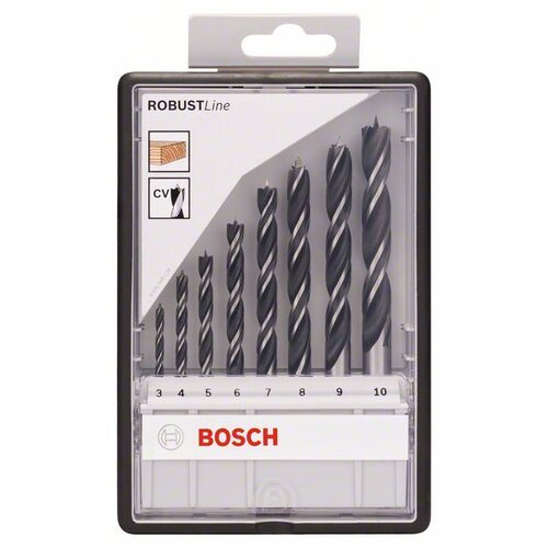 Bosch 8-delni Robust Line set spiralnih burgija za drvo 2607010533, 3; 4; 5; 6; 7; 8; 9; 10 mm Slike