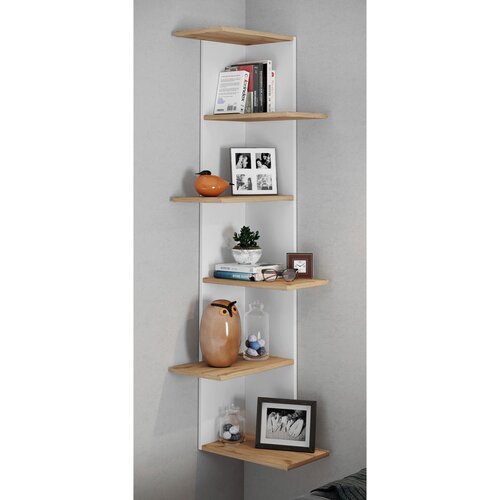 MID.YOU KOTNI REGAL 37/140/37 cm bela, medeni hrast Slike