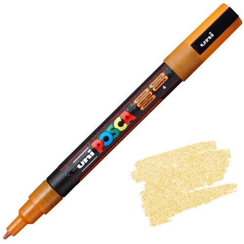 POSCA Uni flomaster; konica 0,9-1,3 mm; oranžen z bleščicami, (22005577) Cene