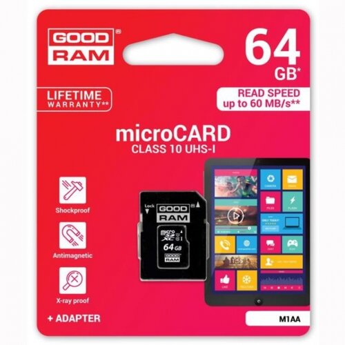 Goodram SPOMINSKA KARTICA 64GB micro SD 2v1 60MB/s Cene
