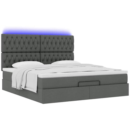  Otomanski krevet s madracem i LED tamnosivi 160x200cm tkanine Slike