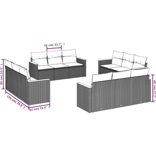  12-dijelni set vrtnih sofa od poliratana s jastucima sivi Slike