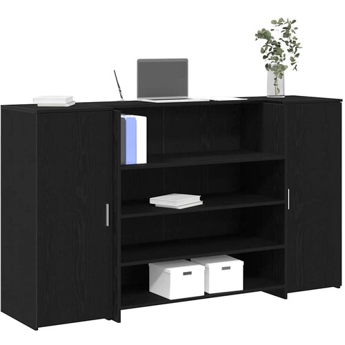 vidaXL Recepcijski stol crni hrast 180x50x103,5 cm konstruiranog drva Cijene