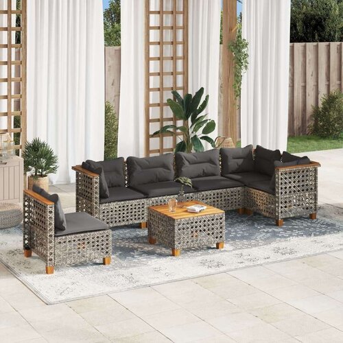  7-dijelni set vrtnih sofa sivi od poliratana Slike