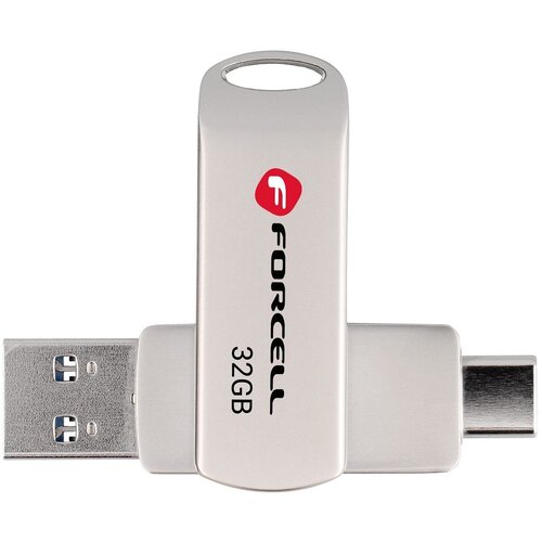 Forcell F-DATA Metal Duo 32 GB USB flash USB 3.2 Gen 1 (USB A/Type C) srebrni Slike