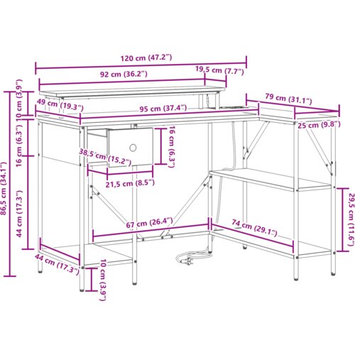  Stol Crni hrast 120 x 79 x 86.5 cm Konstruirano drvo Slike