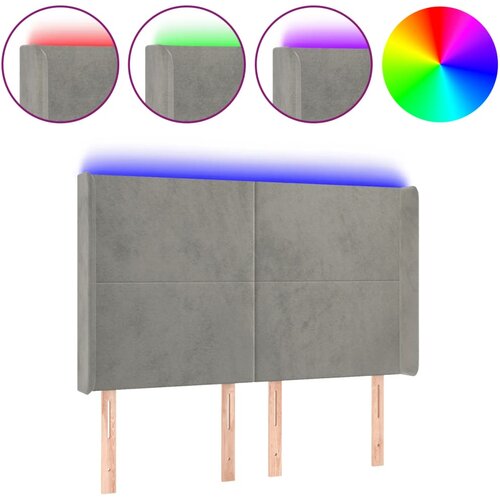 Maison Chic led posteljno vzglavje - vzglavna omarica - nočna omarica svetlo sivo 147x16x118/128 cm žamet, (21711052) Slike