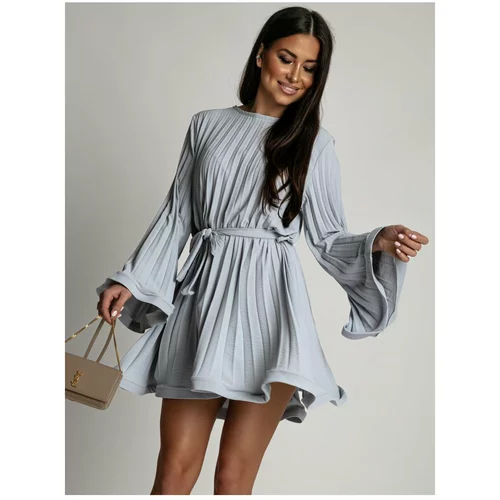 Fasardi Gray pleated dress with wide sleeves