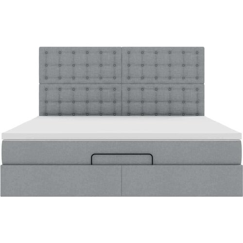 VidaXL Otomanski krevet s madracem svijetlosivi 180x200cm od tkanine Slike