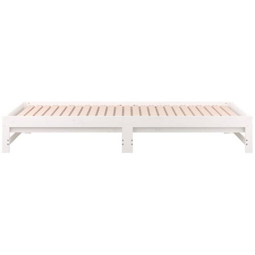  Dnevni ležaj na izvlačenje bijeli 2x(90x190)cm masivna borovina Slike