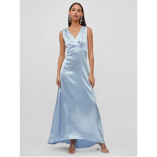 Vila Light blue ladies satin maxi-dresses Sittas - Ladies