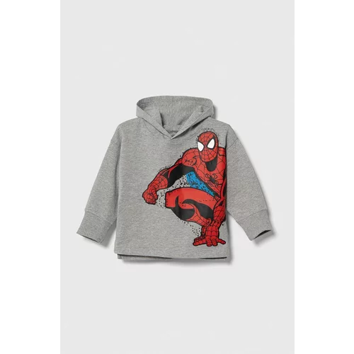 Zippy Otroški pulover x Marvel siva barva, s kapuco