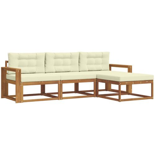  Set vanjskih sofa 4 kom. Prirodna i krem Smeđa 257,5 x 162,5 x 73 cm Slike