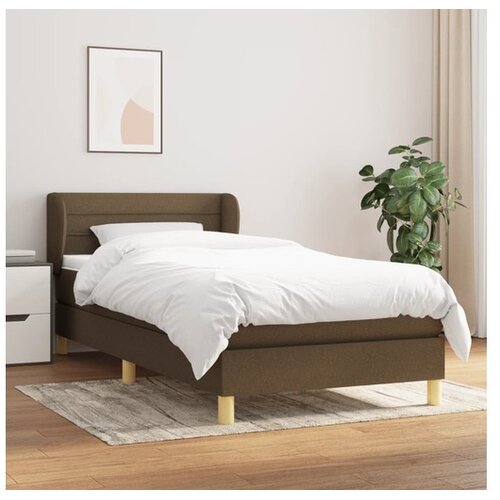  Box spring postelja z vzmetnico temno rjava 100x200 cm blago Cene