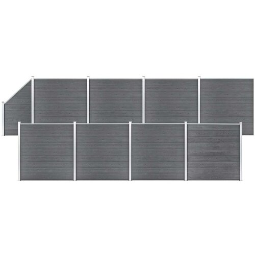 vidaXL WPC ograjni paneli 8 kvadratnih + 1 poševni 1484x186 cm sivi Cene