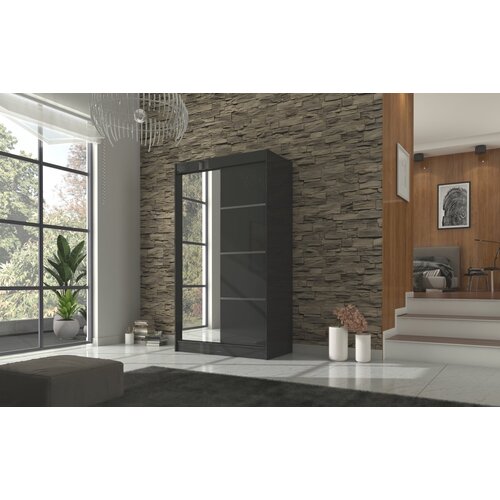 ADRK Klizni ormar s ogledalom GILTON 120 cm - CRNA Slike