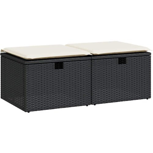  2-dijelni set vrtnih sofa s jastucima crni od poliratana bagrem Slike