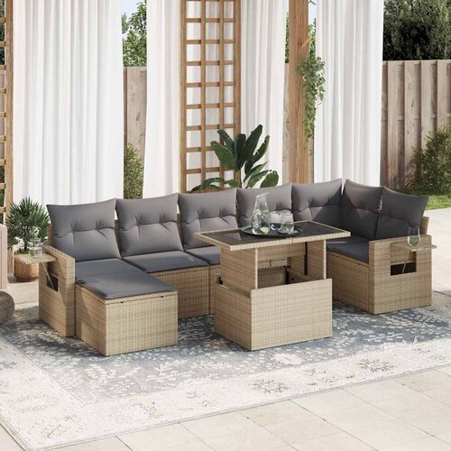  8-dijelni set vrtnih sofa od poliratana s jastucima bež Cijene