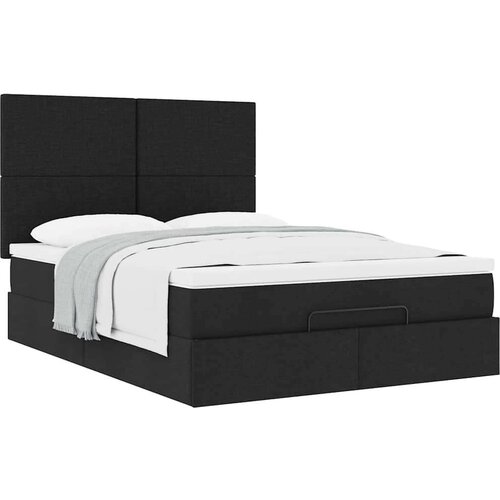 VidaXL otomanski okvir kreveta s madracem crni 140x200cm od tkanine Slike