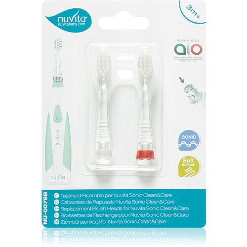 Nuvita Sonic Clean&Care Replacement Brush Heads nadomestne glave za sonično baterijsko zobno ščetko za dojenčke Medium 12m+ 2 kos Cene