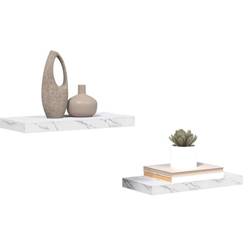  Polica na zidu Zidne 2 pcs Bijeli mramor 50 x 23 5 x 4 cm Slike
