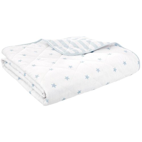 Bianca Bijeli/plavi pamučan prošiven dječji pokrivač 135x190 cm Mini Star & Stripes – Cijene