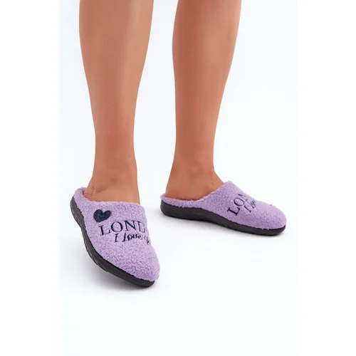 Inblu Home Footwear Ladies Slippers With Print And Fur Type Lamb Purple