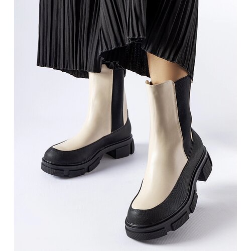 Gemre Beige and black slip-on ankle boots Faisal Cene