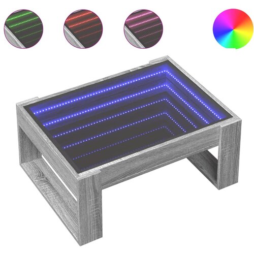 Maison Chic Klubska mizica - kavna mizica - Nizka mizica z neskončnimi LED siva sonoma 70x53x30 cm, (21752165) Slike