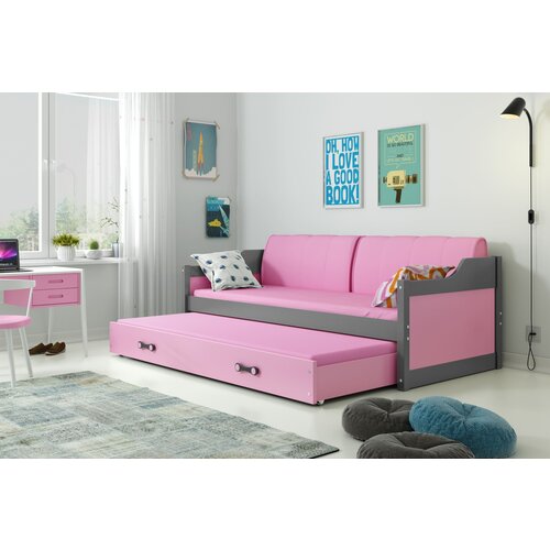 BestBed Izvlena postelja DAWID - siva v ve barvnih kombinacijah-Roza Slike